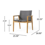 Tranquilize - Outdoor Wooden Club Chair With Woven Wicker Seat And Back (Set of 2) - Light Brown