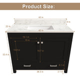 Bathroom Vanity Set, Cabinet With Doors & Drawers, Single Faucet Hole - Black