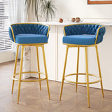 Modern Low Back Upholstered Counter Height Bar Stools (Set of 2)