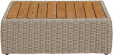 Seacrest - Teak Wood And Wicker Outdoor Patio Coffee Table