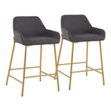 Daniella - Fixed-Height Counter Stool With Gold Frame (Set of 2)