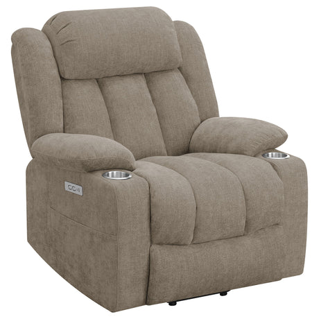 Beca - Upholstered Power Lift Recliner With Cupholders And USB Charging
