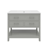 Bathroom Vanity With Ceramic Sink, Tip Out Tray & 2 Full Extension Drawers