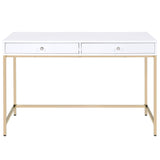 Ottey - Vanity Desk Same 92540) - White High Gloss & Gold