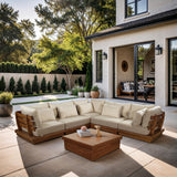 Mirella - 5 Piece Water Resistant Fabric Upholstered Outdoor Patio Modular Sectional