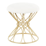 Jasmine - Vanity Stool - Gold Metal And White Plush Fabric - 18"