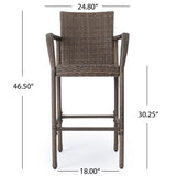 Outdoor Wicker Barstools With Rattan And Iron Frame
