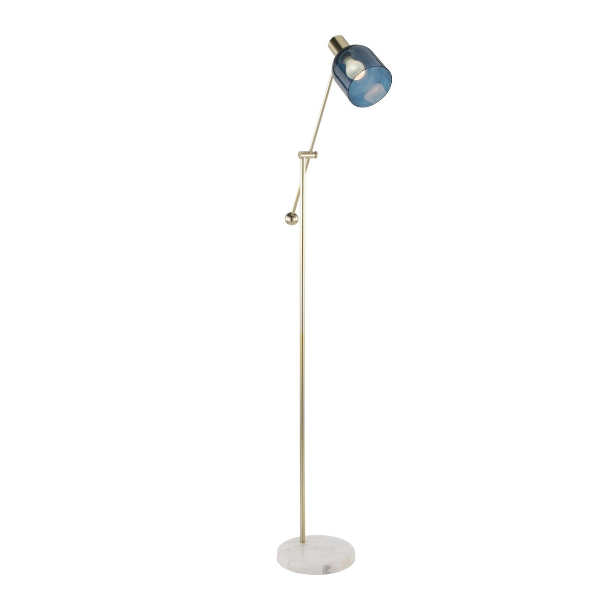 Marcel - Floor Lamp - White Marble, Gold Metal And Blue Glass