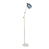 Marcel - Floor Lamp - White Marble, Gold Metal And Blue Glass