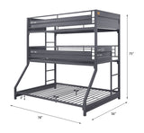 Cargo - Twin Over Twin Over Full Bunk Bed - Gunmetal