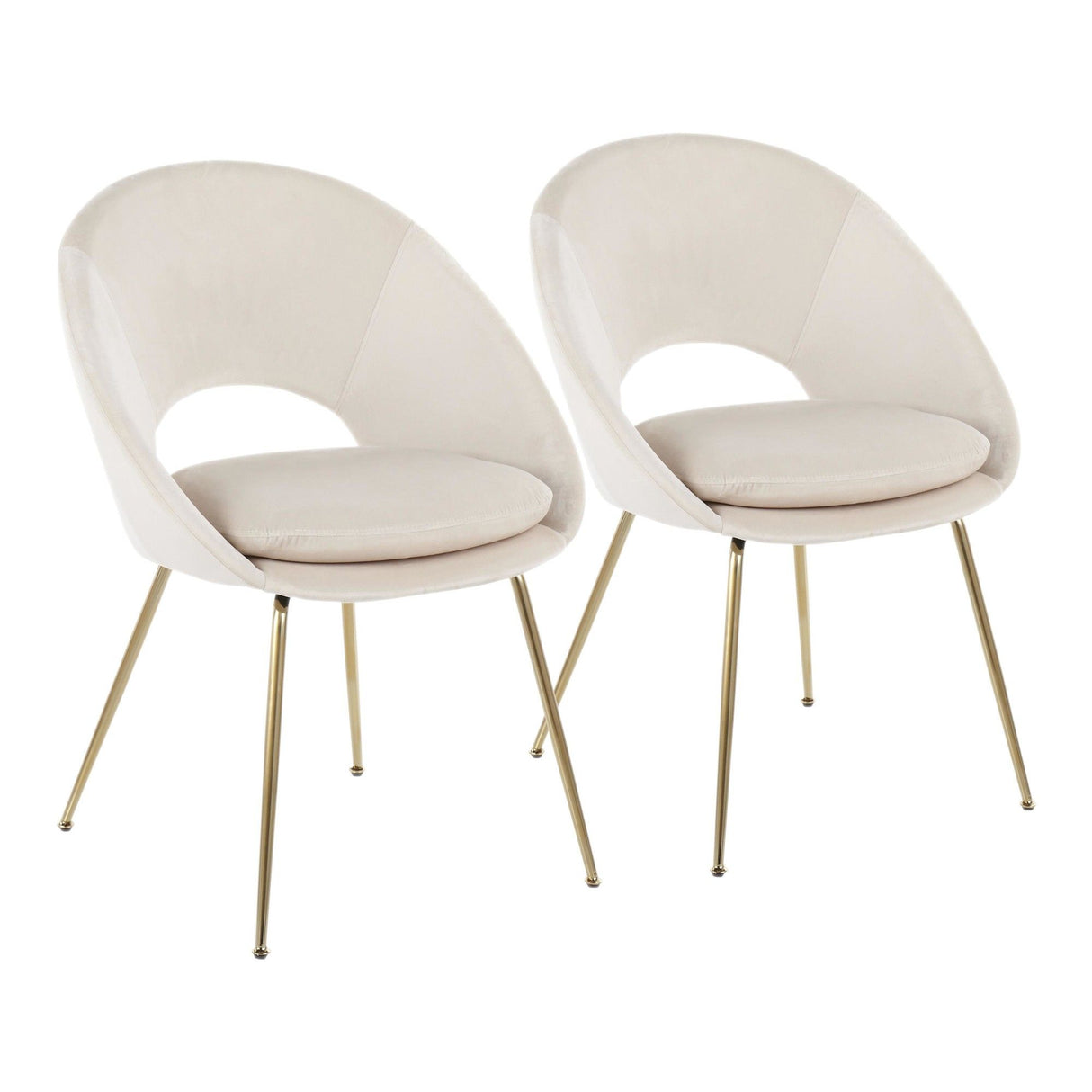Metro - Chair - Gold Metal And Cream Velvet (Set of 2)