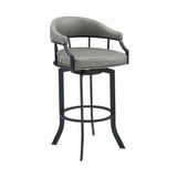 Edy - Swivel 30" Black Finish And Faux Leather Bar Stool - Gray