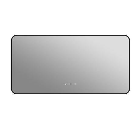 Wall Mirror With Rounded Corners, Temperature Display, Tri-Color Light, Defogging