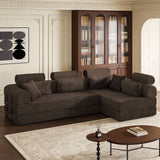Modern L-Shape Modular Sectional Sofa, Compressed Design