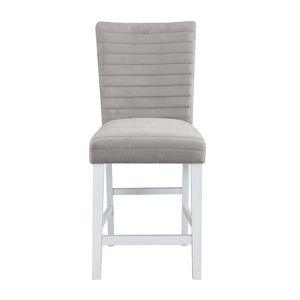 Elizaveta - Counter Height Chair (Set of 2) - Gray Velvet &White High Gloss