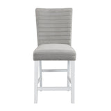 Elizaveta - Counter Height Chair (Set of 2) - Gray Velvet &White High Gloss