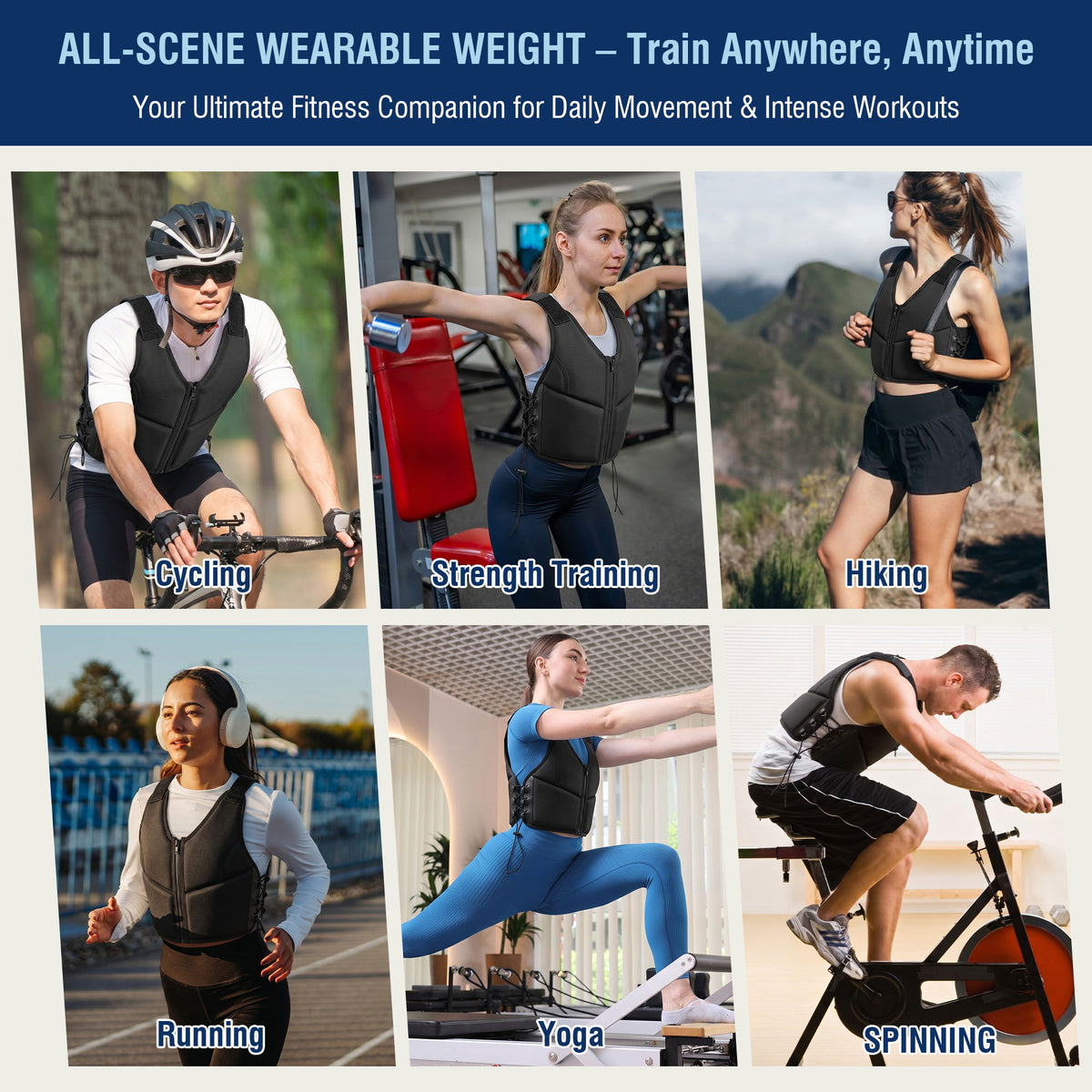 Women's 10Lbs Adjustable Weighted Vest With Breathable Design For Running, Walking & Strength Training - Black