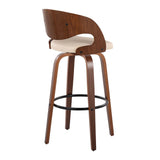 Pino - Fixed-Height Barstool (Set of 2) - Walnut Wood, Black Footrest