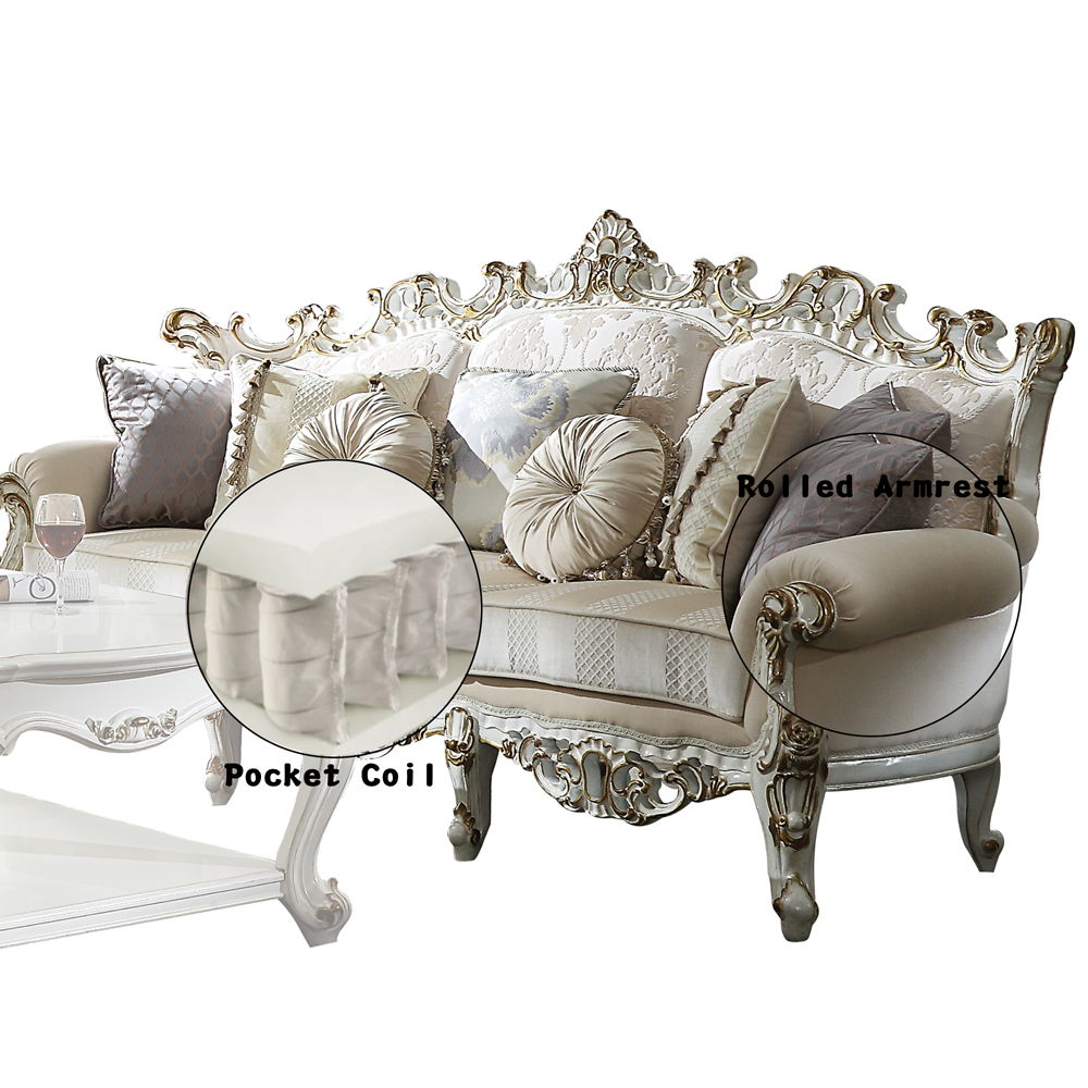 Picardy II - Sofa With 7 Pillows - Fabric & Antique Pearl