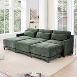 Stylish Sofa With Ottoman And Lumbar Pillows, Ergonomic Design