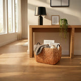 Rectangular Multi Purpose Baskets With Handles For Towel, Toys, Magazine And Kitchen Storage - Light Brown