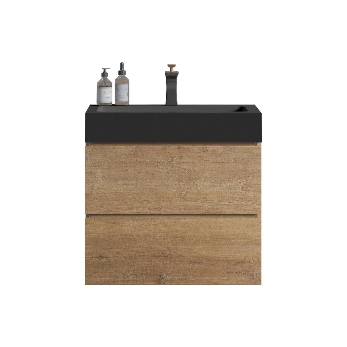 Alice - Natural Oak Bathroom Vanity With Sink, Large Storage Wall Mounted Floating Bathroom Vanity For Modern Bathroom, One-Piece Sink Basin Without Drain