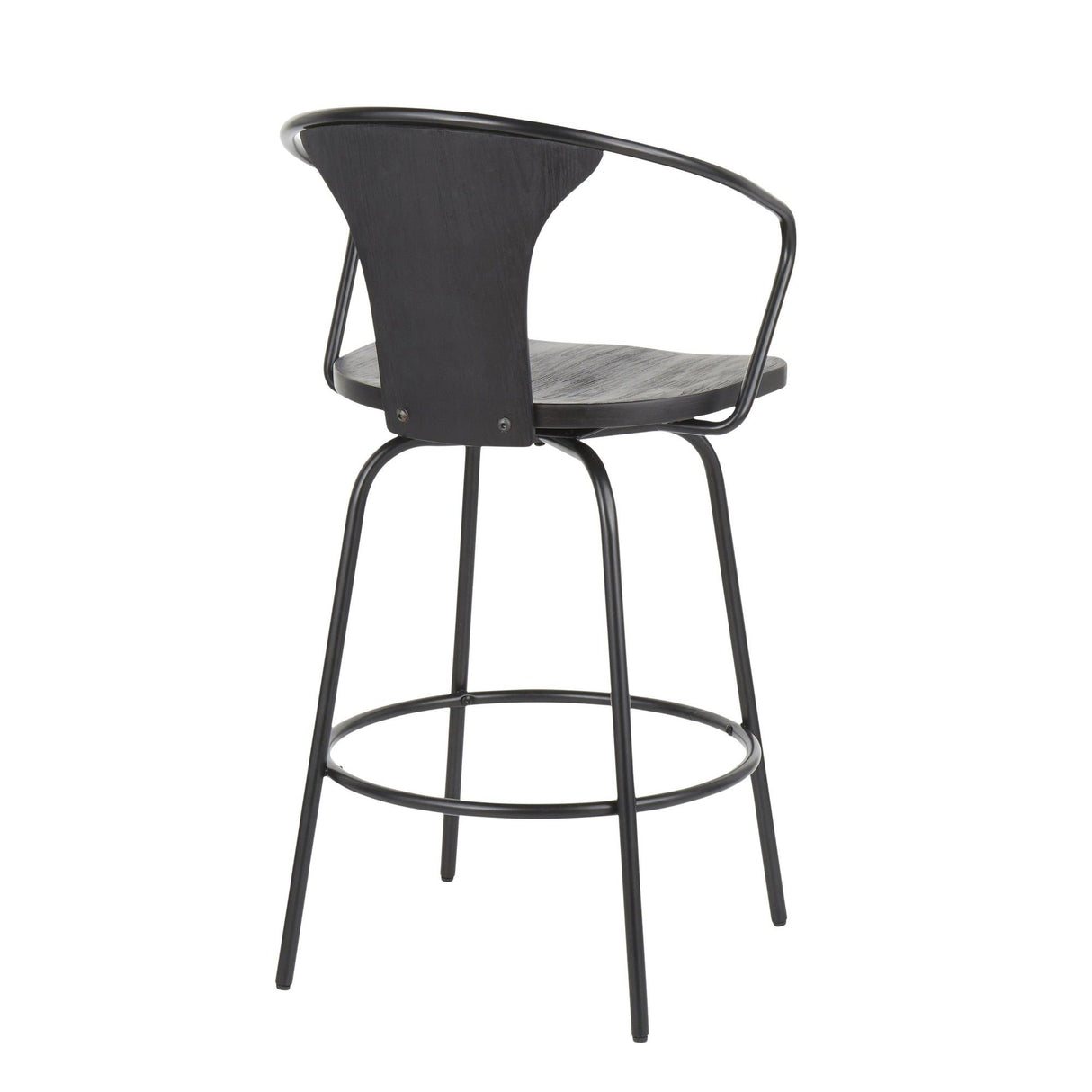 Waco - Industrial Counter Stool - Black Metal, Black Wood