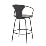 Waco - Industrial Counter Stool - Black Metal, Black Wood