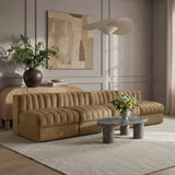 Rummi - Armless Velvet Performance Fabric Upholstered 4 Piece Modular Sofa