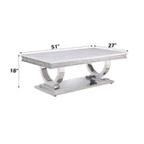 Zander - Printed Faux Marble Top & Mirrored Table - Marble