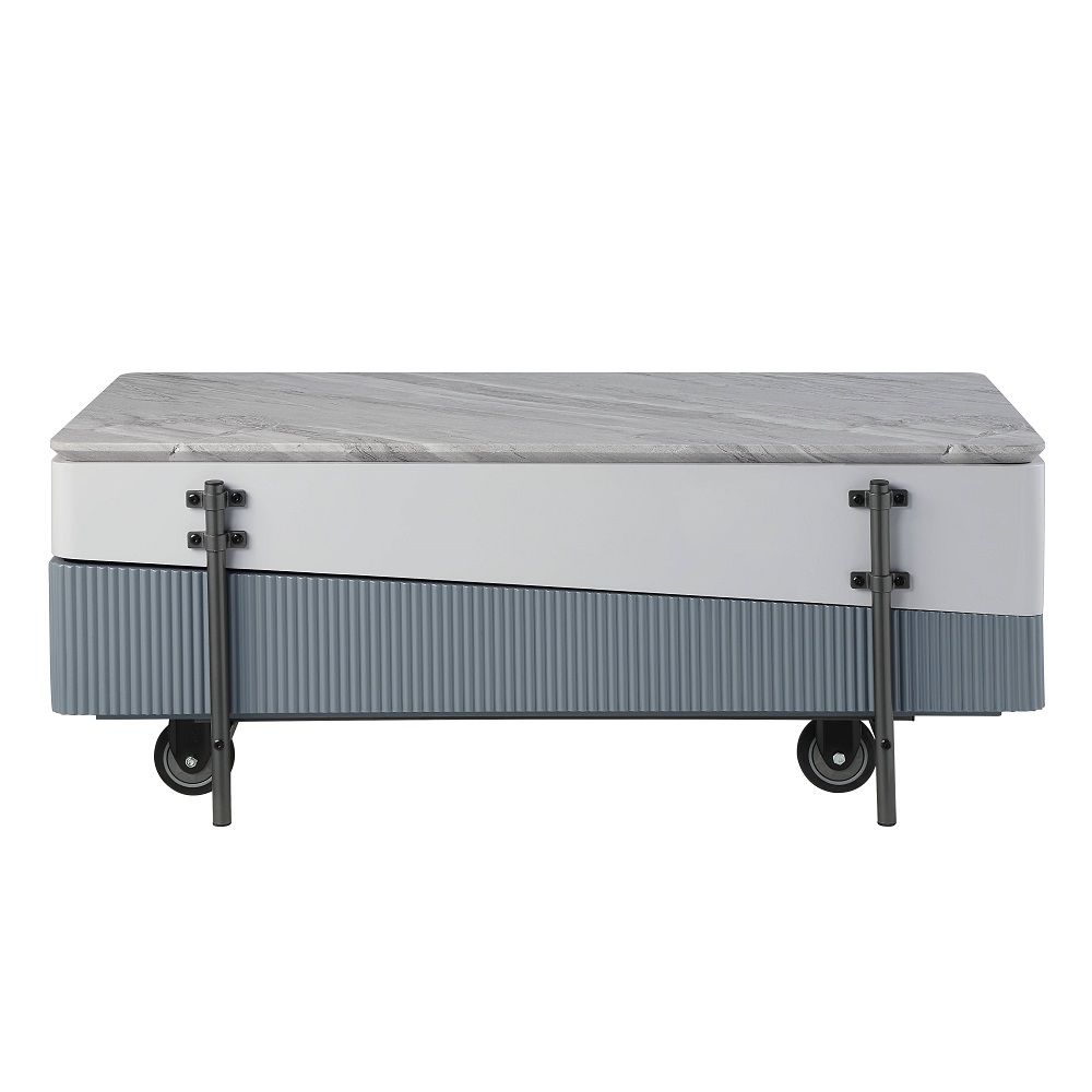 Wilkins - Coffee Table With Lift Top - Gray & White High Gloss