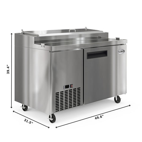 50 in. One Door Commercial Pizza Prep Refrigerator in Stainless-Steel (KM-RPPS-1DSS)
