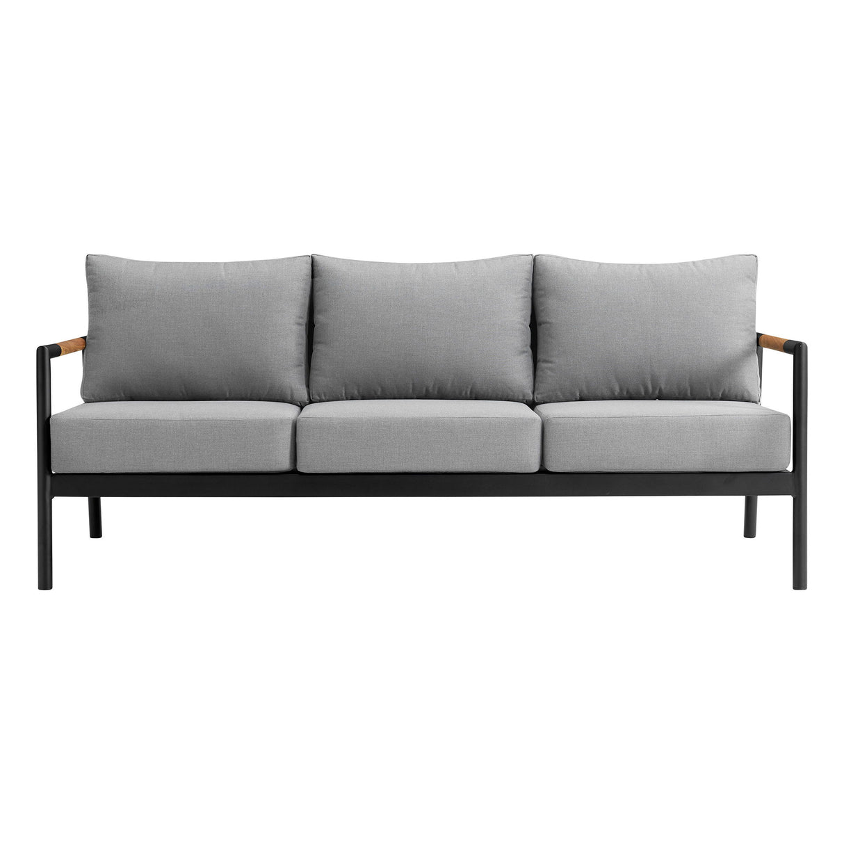 Royal - 4 Piece Aluminum And Teak Outdoor Seating Set With Cushions - Black / Dark Gray