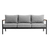 Royal - 4 Piece Aluminum And Teak Outdoor Seating Set With Cushions - Black / Dark Gray