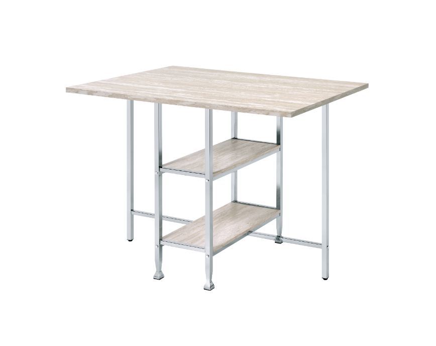 Raine - Counter Height Table - Antique White & Chrome