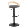 Grotto - Adjustable Barstool - Black Metal, Natural Wood