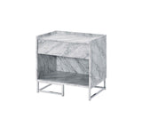 Azrael - Accent Table - White Printed Faux Marble & Chrome