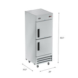 29 in. Commercial Stainless Steel Solid Half Door Reach-In Freezer 23 cu. ft. RIF-1D-SSHD
