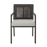 Avila - Outdoor Dining Chair With Woven Rattan Back Aluminum Frame And Cushion (Set of 2) - Dark Bronze / Silver Ash