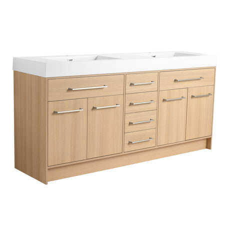 Freestanding Bathroom Vanity With Resin Sink, Soft-Closing Doors And Drawers