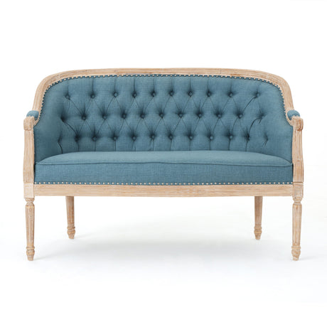 French Country Chesterfield Style Tufted Loveseat
