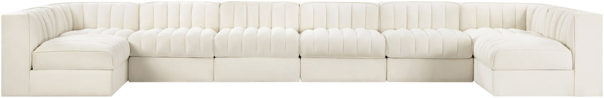 Rummi - Velvet Performance Fabric Upholstered 8 Piece Modular Sectional (With 2 Corner Chairs)