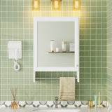 3 In 1 Wall Mounted Bathroom Mirror Cabinet With Adjustable Shelf, Soft Close Door, Mirror & Towel Bar - White