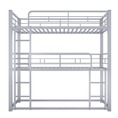Triple Bunk Bed With Sturdy Construction And Space Saving Design