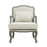 Tania - Chair With Pillow - Cream Linen & Gray