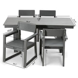 5 Piece Outdoor Dining Set, Table With Umbrella Hole And 4 Armrest Chairs