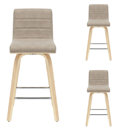 Vienna - 35.5" Swivel Counter Height Square Back Wood Bar Stool With Faux Leather Seat