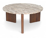 Varenna - Marble Top And Acacia Wood Base Coffee Table - Beige