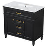 Bathroom Vanity With Sink, Flip-Out Top Drawer, Soft Close Doors, 2 Storage Drawers