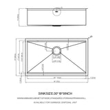 30" Undermount Kitchen Sink 16 Gauge Ledge Workstation - Brushed Nickel